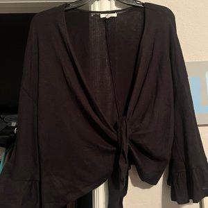Black crop open cardigan